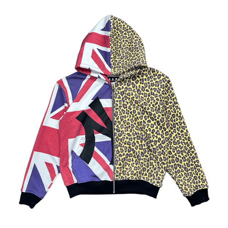 2001 Odysey / UK LEOPARD RECONSTRUCTED ZIP HOODIE