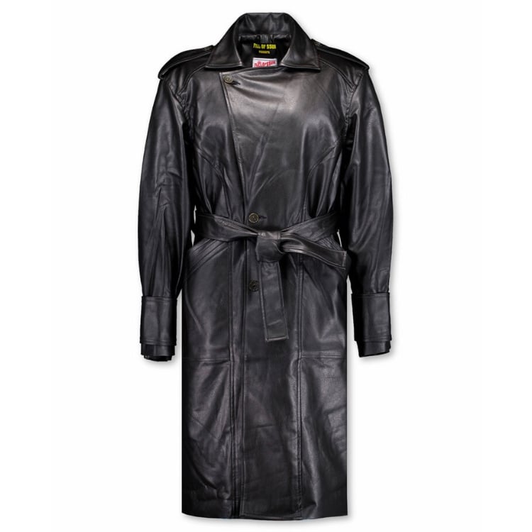 FULL OF SSUN / CURVED LEATHER TRENCH COAT | PLUG