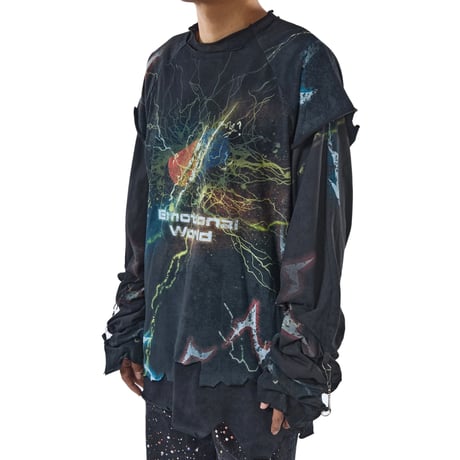 EMOTIONAL WORLD / THUNDER STACKED L/S TEE / MULTI