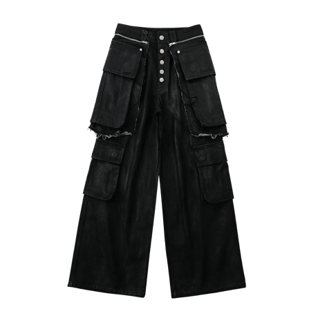 SERONINE LAB / WAX-BRUSHED LAYERED DENIM PANTS