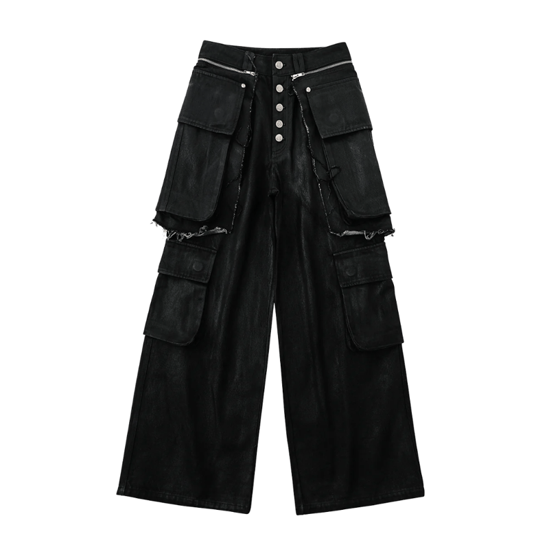 SERONINE LAB / WAX-BRUSHED LAYERED DENIM PANTS