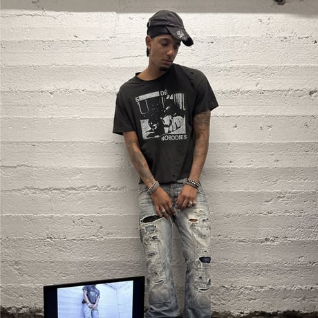 SOCIETY DÉ NOBODIES / PIERCED LOGO WAXED DISTRESS CAP