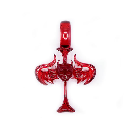 EL Jewlry / CROSS SKULL BAT PENDANT & EL CHAIN / RED