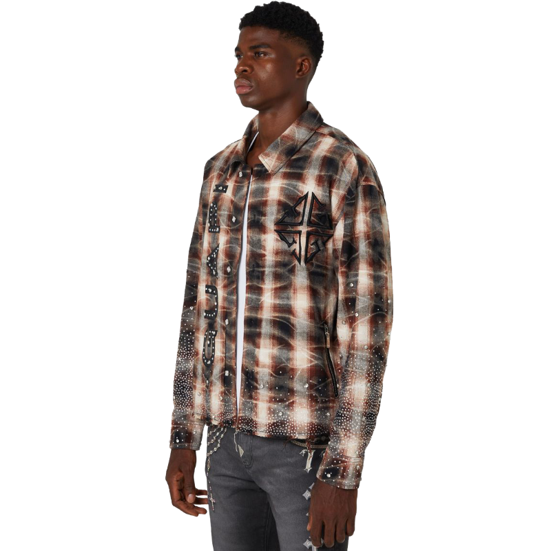 GUAPI / Mocha Rhinestone Flannel | PLUG