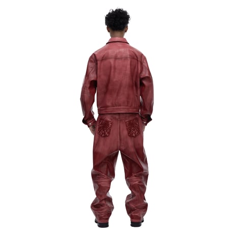 THE BOY HAS NO PATIENCE / BLOOD MOON NIGHT SPIDER WEB LEATHER PANTS / RED