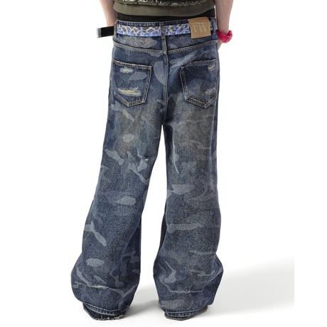 RACER WORLD WIDE / LASER CAMO JEANS / BLUE