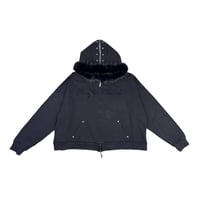 【ラスト1点】Thought We Friends / Nyra Zip-up Jacket with Detachable Fur Hood / BLACK