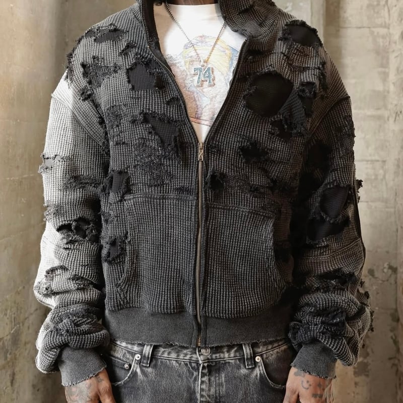 XWORE / Thrashed Darted ZIP HOODIE | PLUG