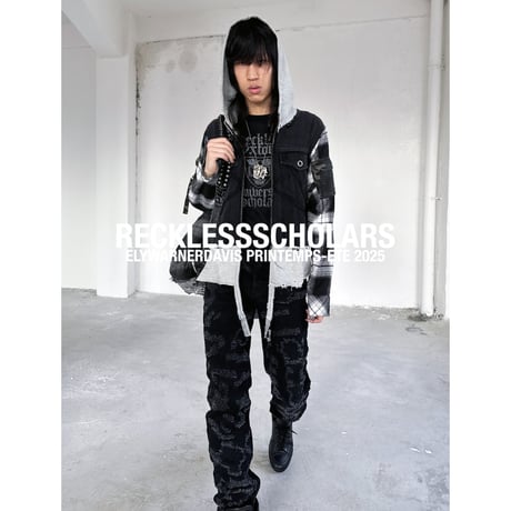 RECKLESS SCHOLARS / RE:WORK DENIM FLANNEL TRYCKER / BLACK