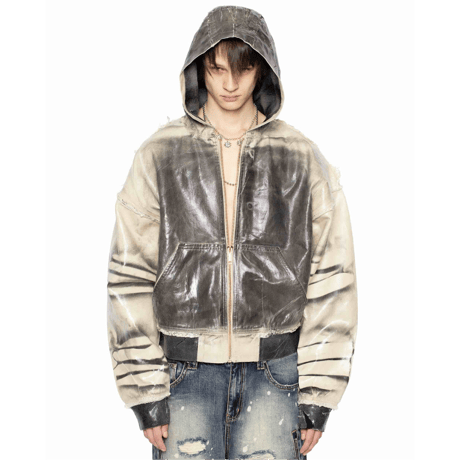 RACER WORLD WIDE / WAXED DENIM BOMBER JACKET / BEIGE