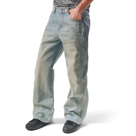 RACER WORLDWIDE / BAGGY EMBOSSED DENIM