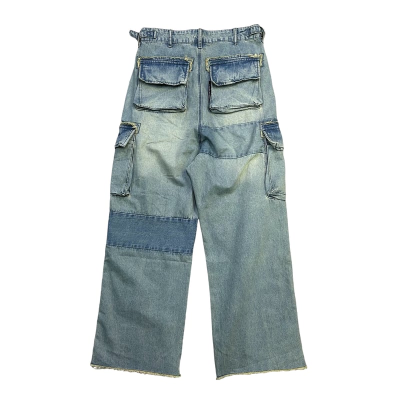 A GOOD BAD INFLUENCE / REPAIRED DENIM CARGO PAN A GOOD BAD INFLUENCE / REPAIRED DENIM CARGO PAN