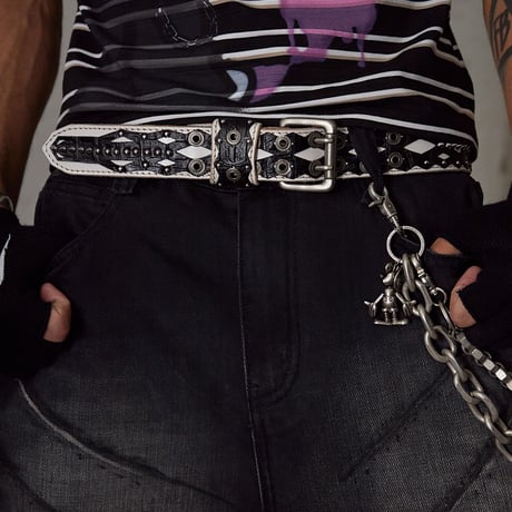 DND4des / CROCODILE PARTTEN DOUBLE LAYER LEATHER BELT