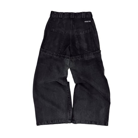 HYACYN / Sevar Rof Low Pocket Pants Black Washed Waxed Distressed