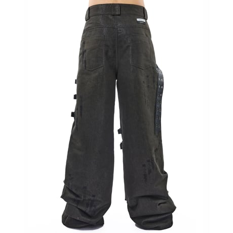 EMOTIONAL WORLD / BELTED COMBAT JEANS / BLACK