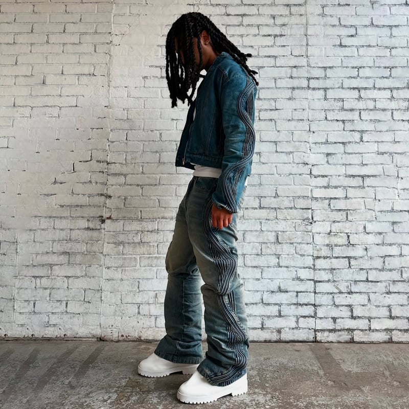 XWORE / WAVED DENIM PANTS / BLUE | PLUG
