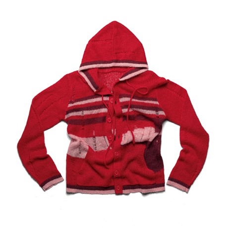 RACER WORLDWIDE / DISTRESSEED KNIT HOODIE / RED