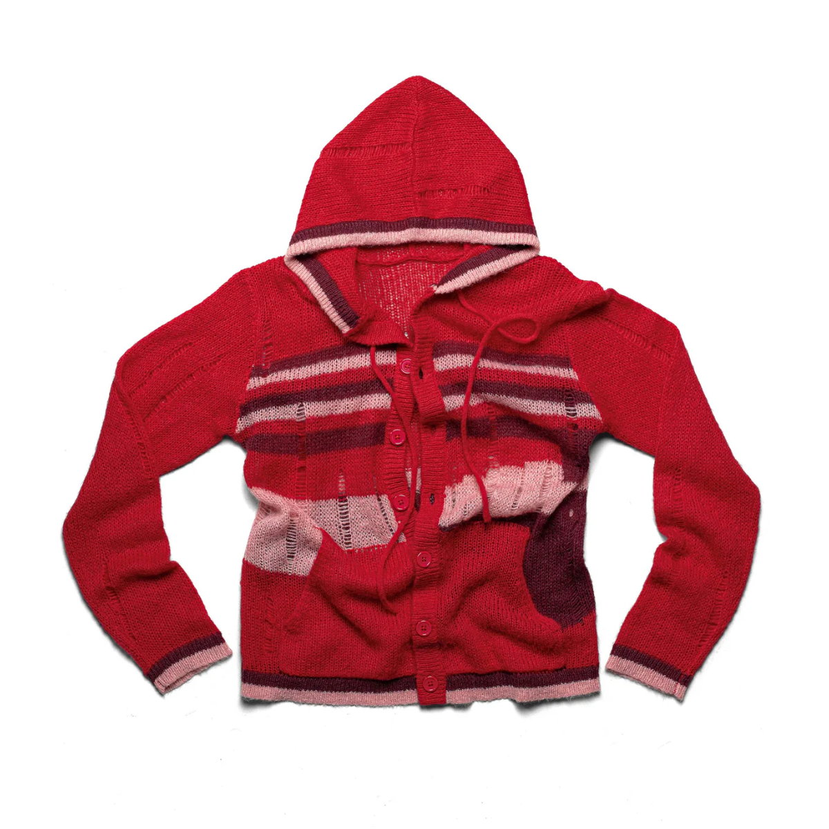 RACER WORLDWIDE / DISTRESSEED KNIT HOODIE / RED