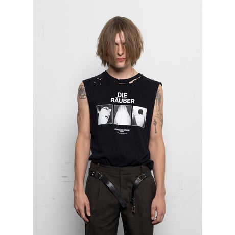 HYACYN / Eet T-Shirt Black Cotton Distressed Raeuber