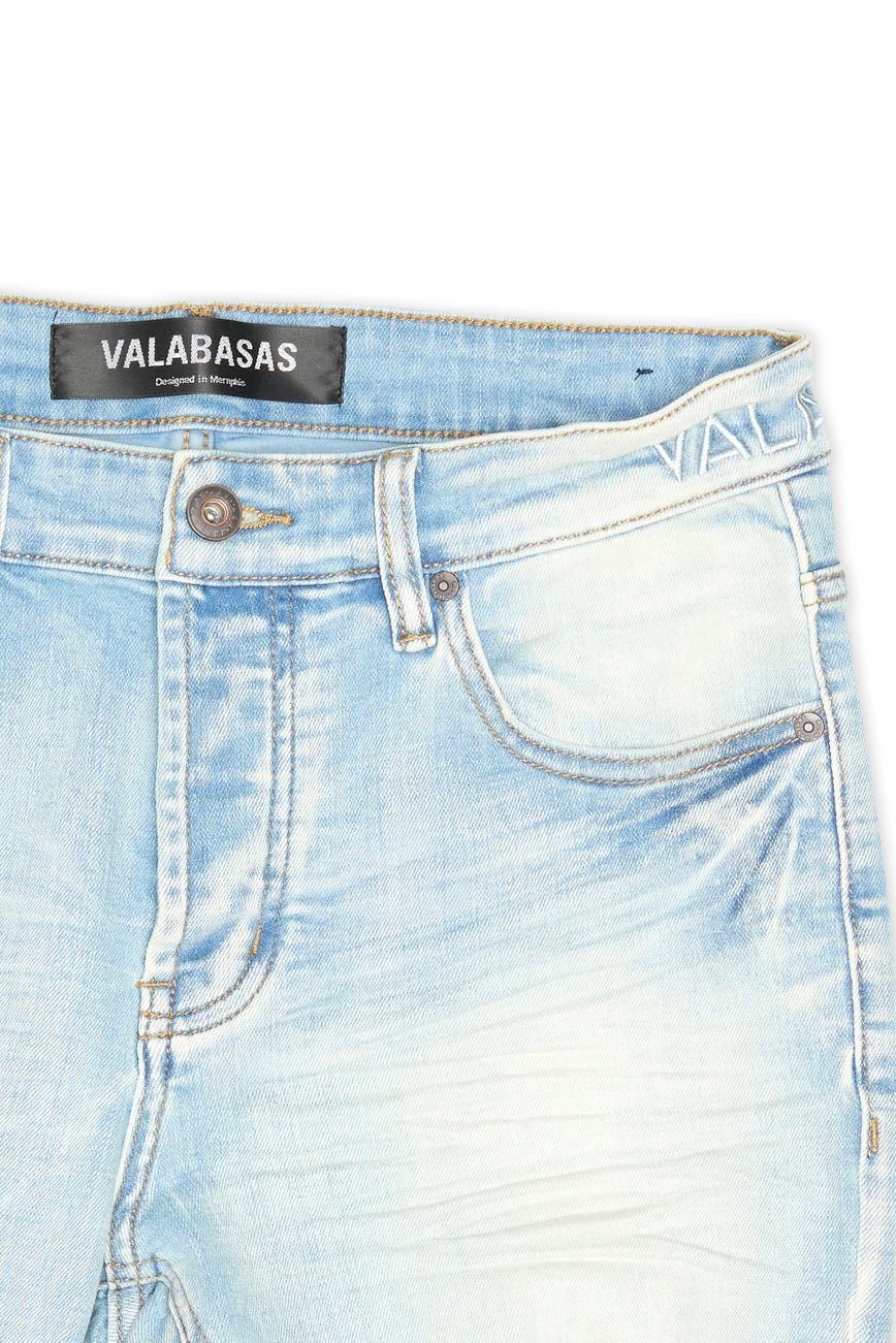 VALABASASフレアデニム Lt.Wash VALABASAS EYEORE LIGHT VINTAGE WASH STACKED FLARE JEAN