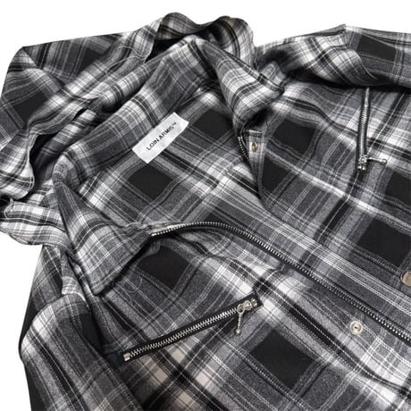 LOIN ARMIS / HOODED OMBRE CHECK SHIRT