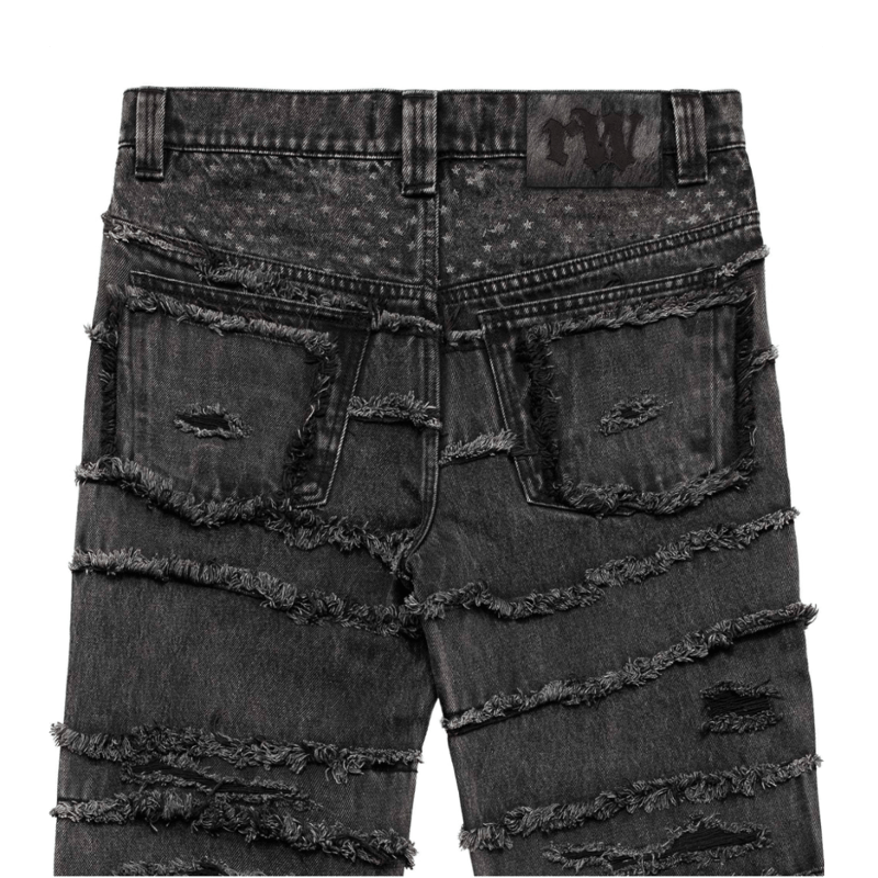 RACER WORLDWIDE / WASHED FLAG JEANS / BLACK | PLUG