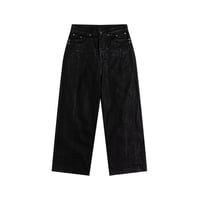 Thought We Friends / Lucius Distressed Baggy Denims with Embroidery & Studs / BLACK