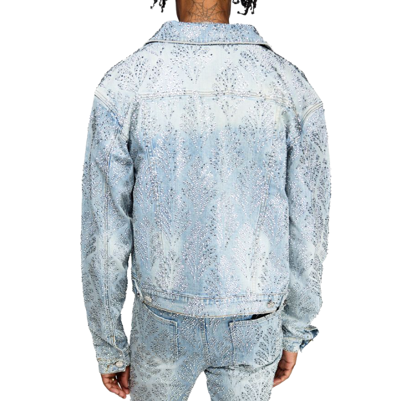 GUAPI / AQUA BLUE EMBELLISHED DENIM JACKET V2 |
