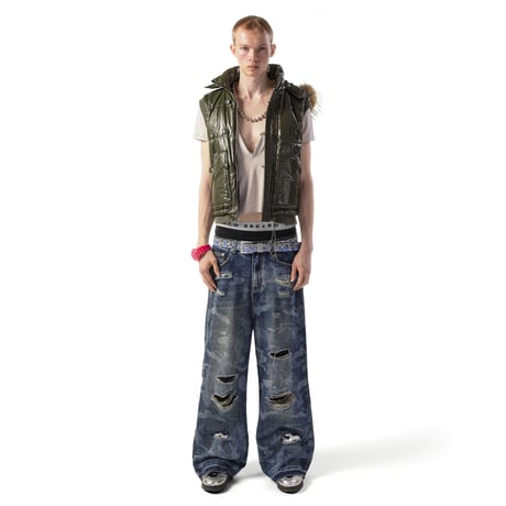 RACER WORLD WIDE / LASER CAMO JEANS / BLUE