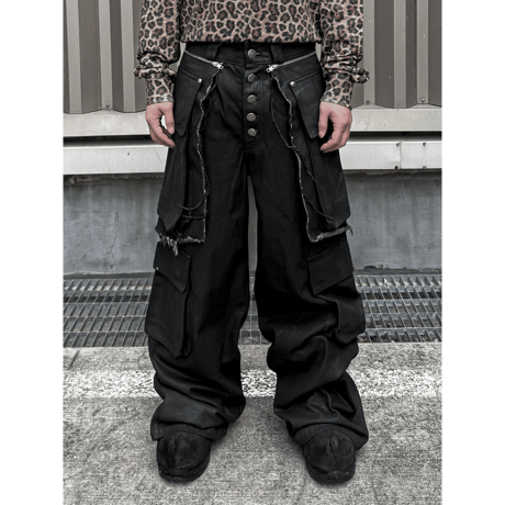 SERONINE LAB / WAX-BRUSHED LAYERED DENIM PANTS