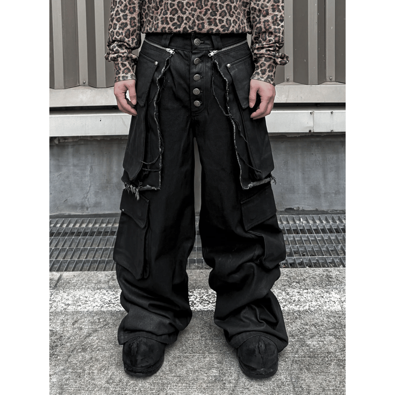 SERONINE LAB / WAX-BRUSHED LAYERED DENIM PANTS