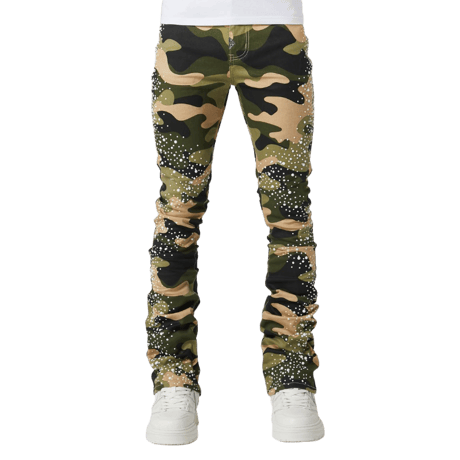 GUAPI / CAMO PEARLS EMBELLISHED DENIM