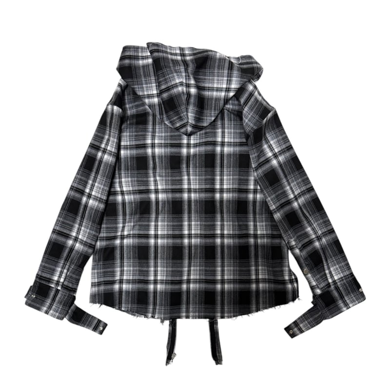 完売品✨hooded over shirts checkblack 美品 LOIN ARMIS / HOODED OMBRE CHECK SHIRT | PLUG