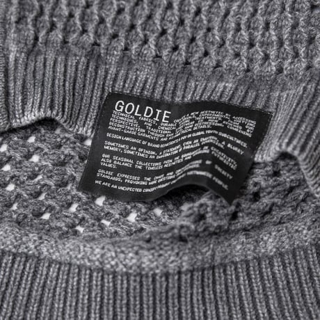 GOLDIE / CROCHET KNIT WASHED ZIP HOODIE / GRAY