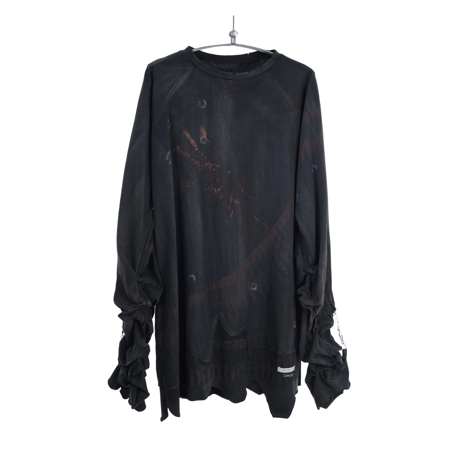 【ラスト1点】EMOTIONAL WORLD / THUNDER STACKED L/S TEE / FADED BLACK