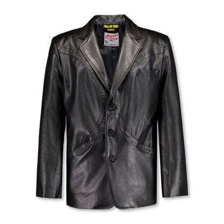 FULL OF SSUN / CIRCLE LEATHER BLAZER / BLACK