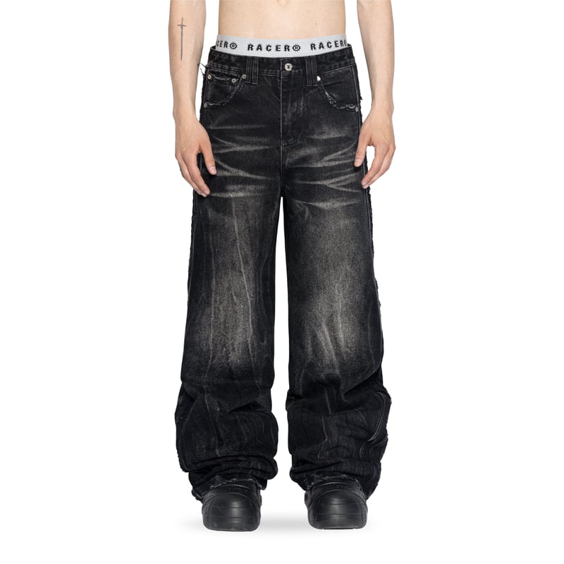 【美品】HLVTC SCAR ブラックデニム S ワイドストレート 美品】HLVTC SCAR ブラックデニム S ワイドストレート - メルカリ