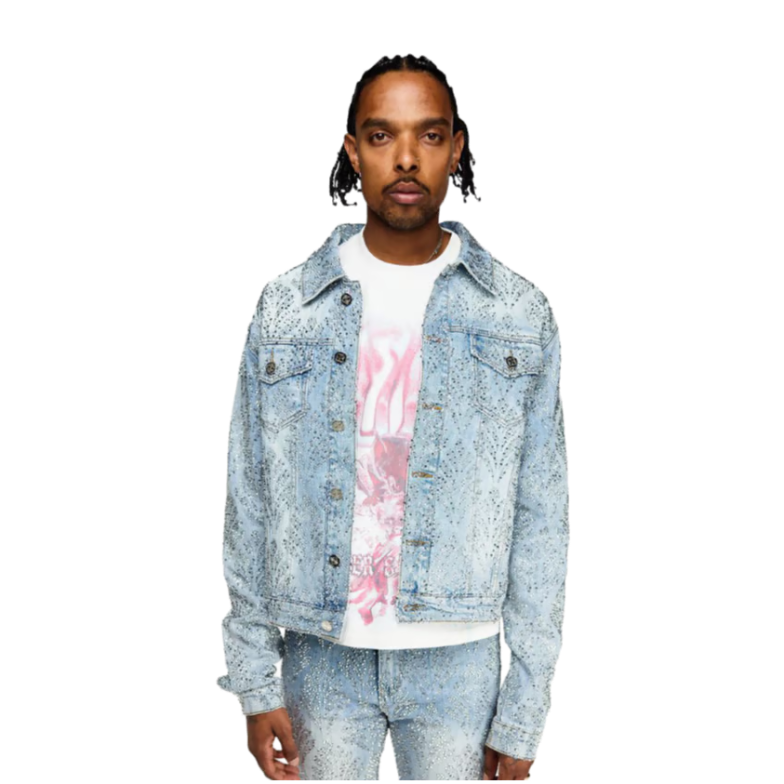 GUAPI / AQUA BLUE EMBELLISHED DENIM JACKET V2 |