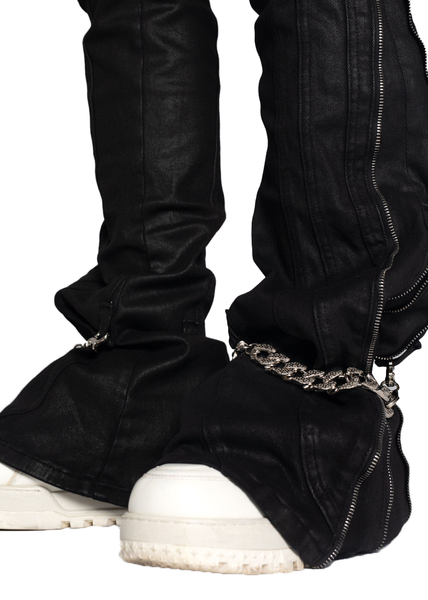 GUAPI / OBSIDIAN BLACK WAXED CHAIN DENIM | PLUG