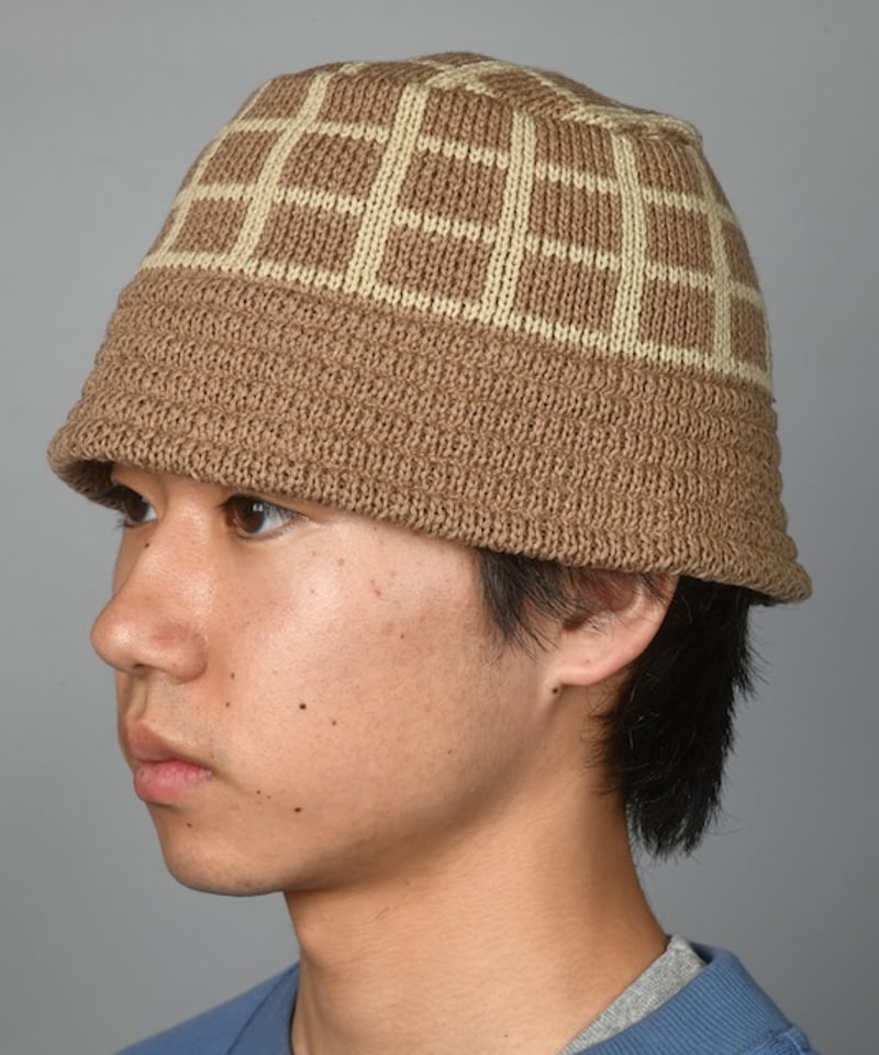 Grid Knit Bucket Hat (Navy) | Diaspora skateboa