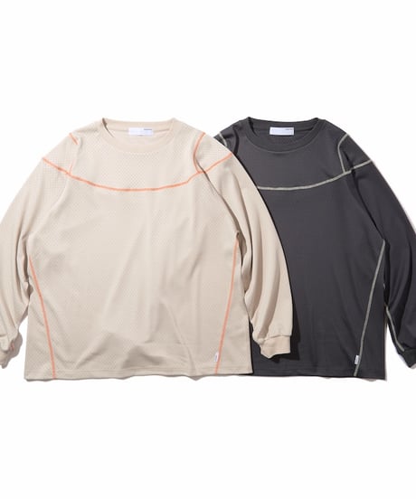 Stitched Mesh L/S Top (Charcoal)