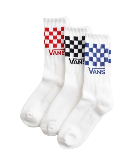 【VANS】CLASSIC CHECK CREW SOCKS(3PK) (White) Medium
