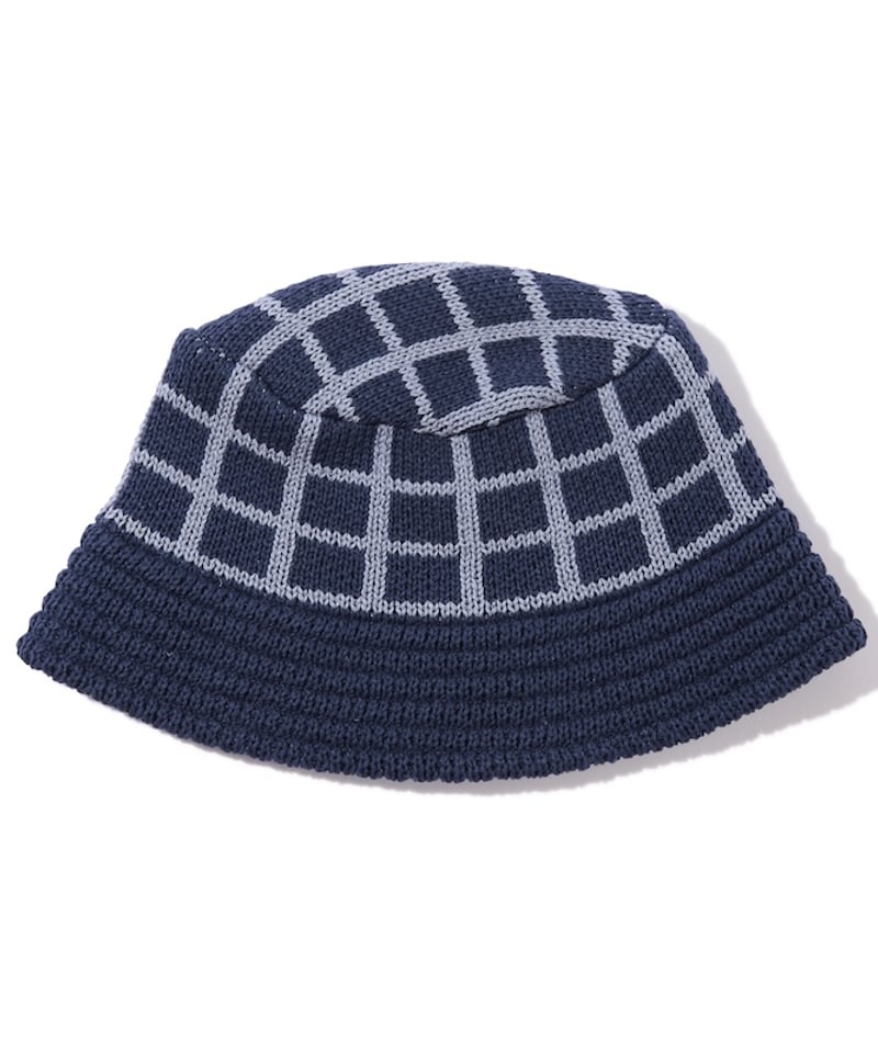 Grid Knit Bucket Hat (Navy) | Diaspora skateboa