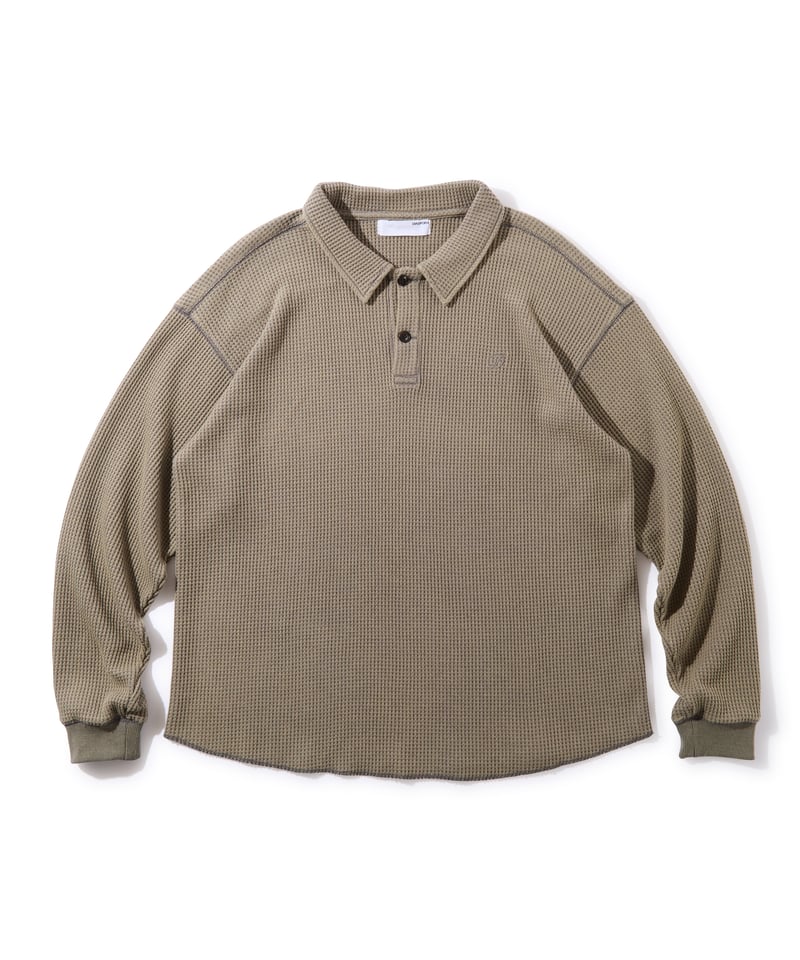 Waffle L/S Polo (Stone) | Diaspora skateboards Waffle L/S Polo (Stone) | Diaspora skateboards