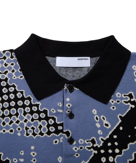 Brushed Terrain Knit Polo (Blue)