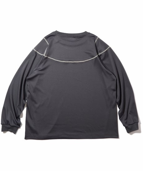 Stitched Mesh L/S Top (Charcoal)