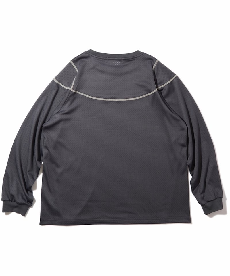 Stitched Mesh L/S Top (Charcoal) | PURRBS Onlin