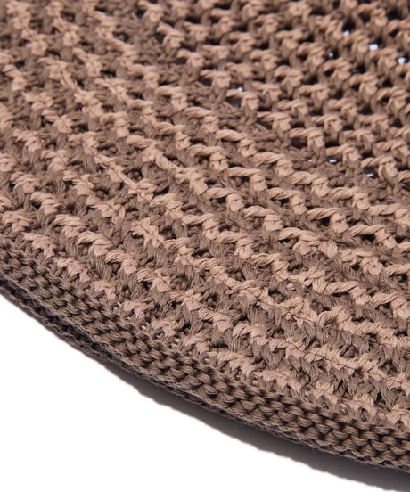 Cotton Croche Knit Hat (Brown)