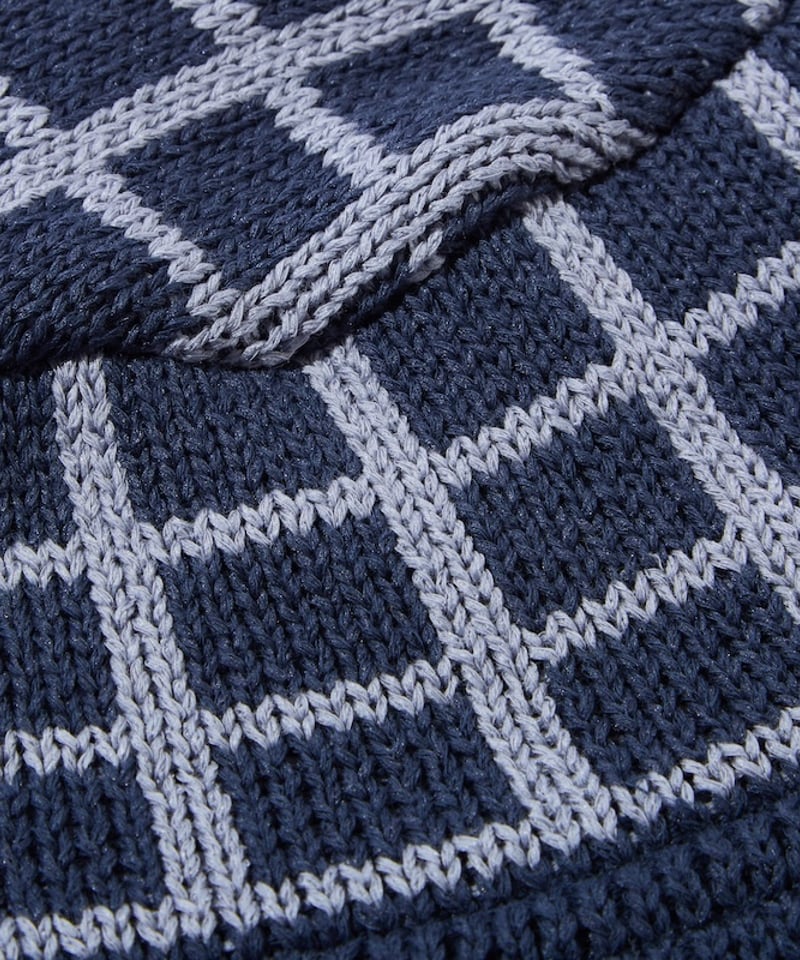 Grid Knit Bucket Hat (Navy) | Diaspora skateboa