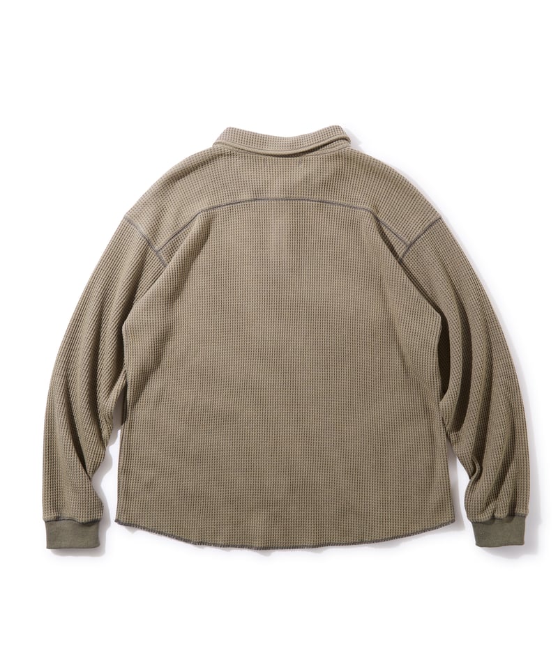 Waffle L/S Polo (Stone) | Diaspora skateboards
